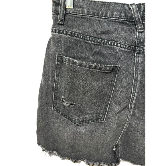 Free People Brea Denim Skirt Mini High Cutoff Distressed Faded Black Size 31 - Picture 6 of 8